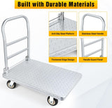 Stainless Steel Platform Cart 1320 lbs Heavy Duty Flatbed Push Dolly with 5 Inch Rubber Wheels 36 x 24 Inch Platform Truck for Warehouse Industrial Use Black