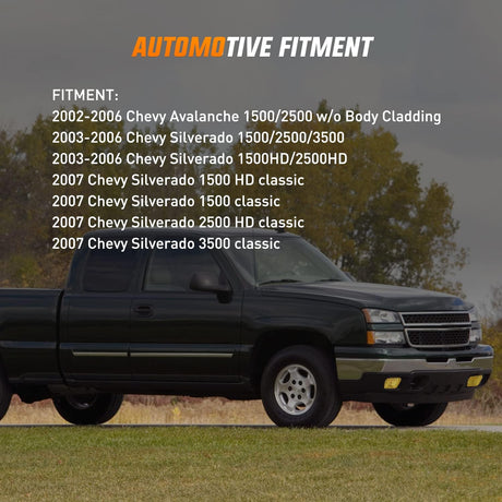 2002-2007 Chevy Silverado 1500 2500 3500 2002-2006 Avalanche Fog Light Assembly Body Cladding H10 Halogen Bulbs Amber Lens Nilight