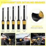 Automotive Tools 27PCS Car Detailing Kit Auto Cleaning Tools Wash Set with Storage Carry Bag Home Use for Interior Exterior Deep Clean Polish Car Care Windshield Dashboard Seat Air Vents Wheels Tires, Yellow