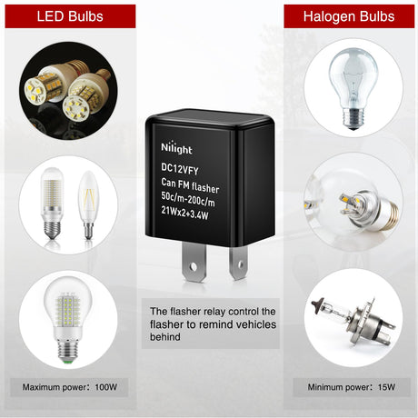 4PCS Flasher Relay Adjustable 2 Pin Electronic Blinker Relay 12V Fixes Motorcycle Turn Signal and Hazard Warn Hyper Blink Flash or No Flash for LED and Halogen Bulbs