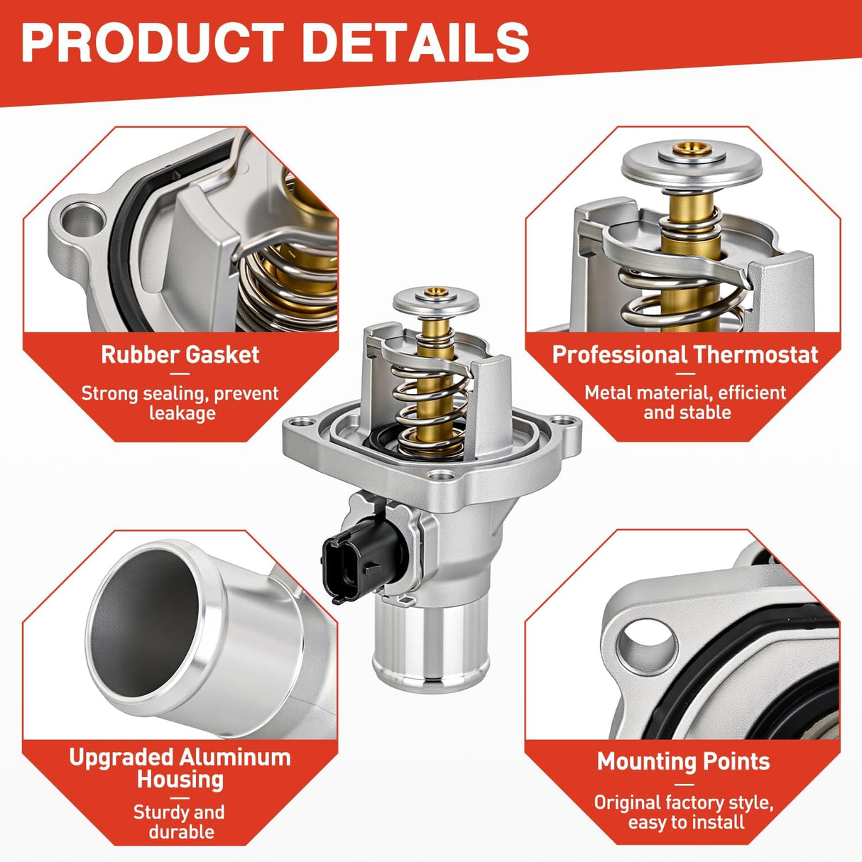 Aluminium Thermostat Housing Assembly Compatible with Chevy Aveo 09-14 Cruze 10-20 Sonic 12-15 Pontiac G3 09-10 Engine Coolant Thermostat Housing for Car 96984104 55564891 55578419 55597008