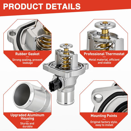 Aluminium Thermostat Housing Assembly Compatible with Chevy Aveo 09-14 Cruze 10-20 Sonic 12-15 Pontiac G3 09-10 Engine Coolant Thermostat Housing for Car 96984104 55564891 55578419 55597008