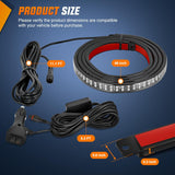 48 Inch Truck Tailgate Strobe Light Strip Tail Emergency Bar Rear Window Warning Lamp Ultra-Bright Double Row 288 LED for Pickup Trailers Construction Vehicles Car SUV, Blue