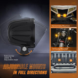 Amber LED Light Pods 2 PCS 3 Inch Flood Round Offroad Driving Auxiliary Fog Lights Built-in EMC w/18AWG DT Wiring Harness Kit for Motorcycle SUV ATV Truck Boat