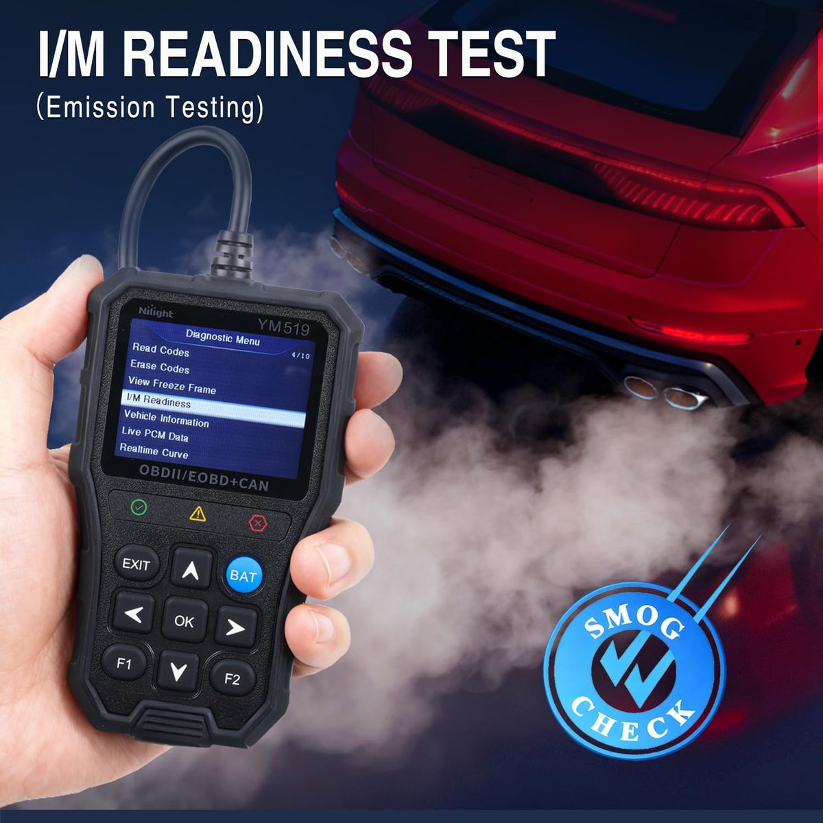 YM519 2.8 Inch Large Screen OBD2 Scanner - Enhanced Automotive Computer Diagnostic Tool - Car Code Reader for Engine Faults, I/M Readiness & Emission Test for All OBD II Protocol Cars
