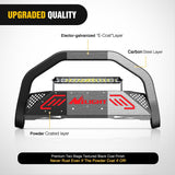 Bull Bar with Light Bar&License Plate Hole Compatible with Toyota Tacoma 2016 2017 2018 2019 2020 2021 2022 2023 Truck Brush Guard, Front Bumper Push Bar w/Grille Skid Plate Light Mount