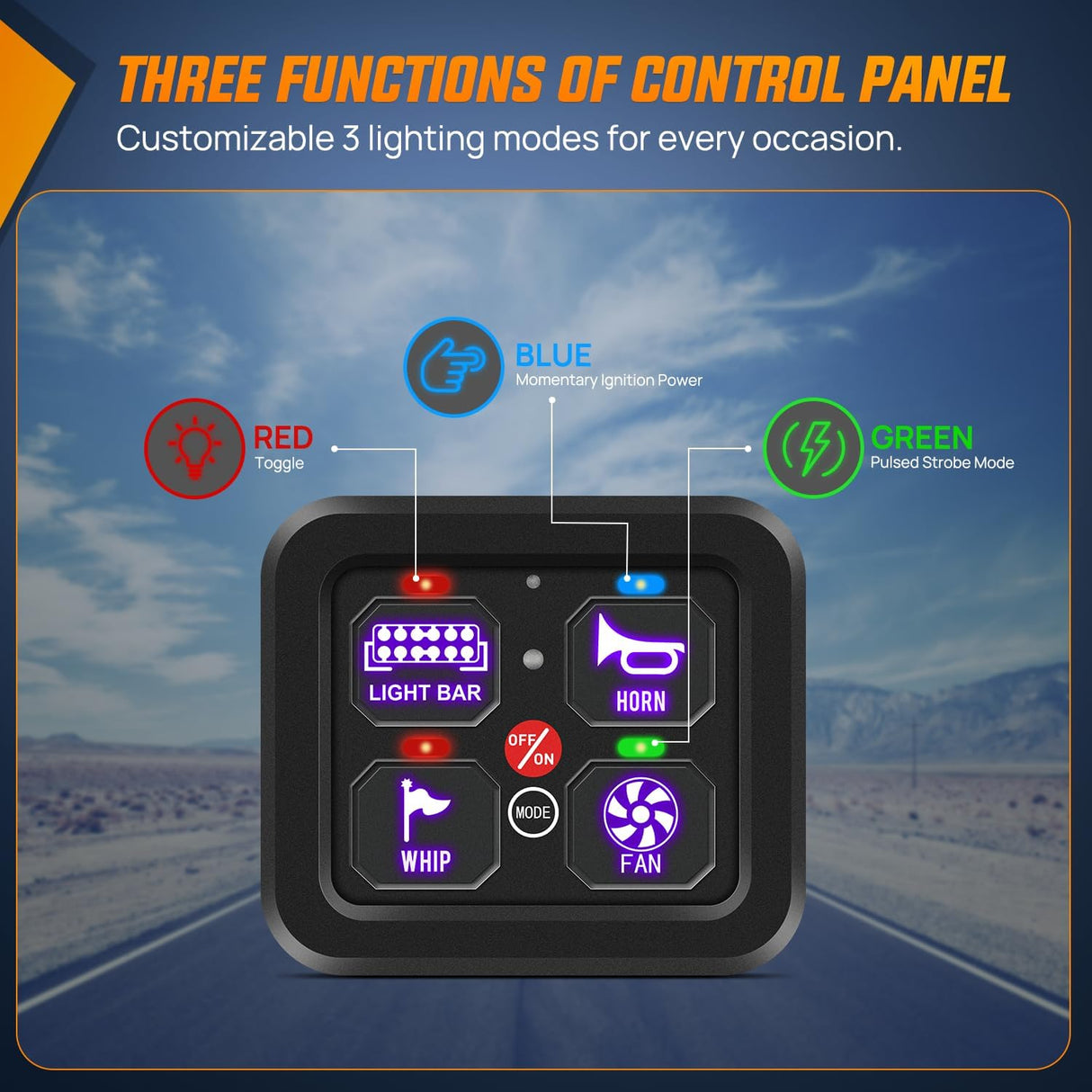 4 Gang Switch Panel 12V 24V Universal Circuit Control Relay System with RGB Backlight Fuse Wiring Harness Automatic Dimmable ON Off LED Pod for Car Pickup Truck Camper SUV