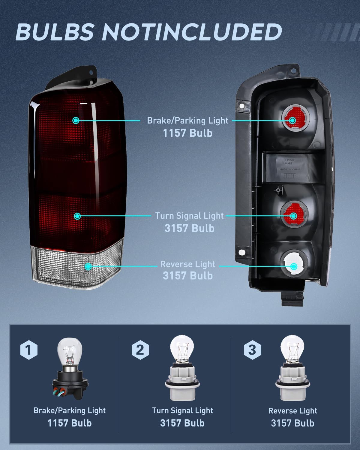 Taillight Assembly Compatible with 1997 1998 1999 2000 2001 Jeep Cherokee Limited SE Sport XJ XJ Chassis Rear Tail Light Lamp Replacement OE Style Smoked Black Drive and Passenger Side