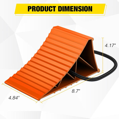 Wheel Chocks, Heavy Duty Wheel Stopper for Car, Truck, RV, Trailer, Caravan, Motorcycle, 8.7 Inch x 4.8 Inch x 4.2 Inch, 2-Pack(Orange)
