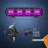 12 Inch LED Light Bar Purple Triple Row 240W Flood Spot Combo Off Road Driving Decoration Neon Hunting Lighting for UTV Pick-up Van Boat Tractor