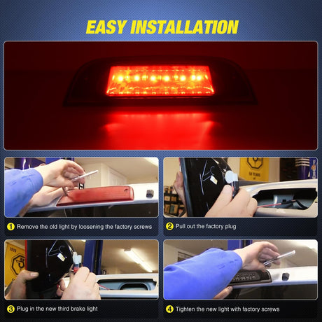 Third Brake Light Tail High Mount 3rd Stop Lights Smoked Lens Compatible with Jeep Liberty 2002 2003 2004 2005 2006 2007 Van SUV Rear Center Cab Lamp