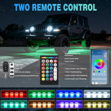 RGBW LED Rock Lights Kit, 4 Pods 22LED Wide Angle Remote & Bluetooth App Dual Control with Music Modes Multicolor Underglow Neon Wheel Well Light Fit for ATV UTV SUV Offroad Truck RZR Boat