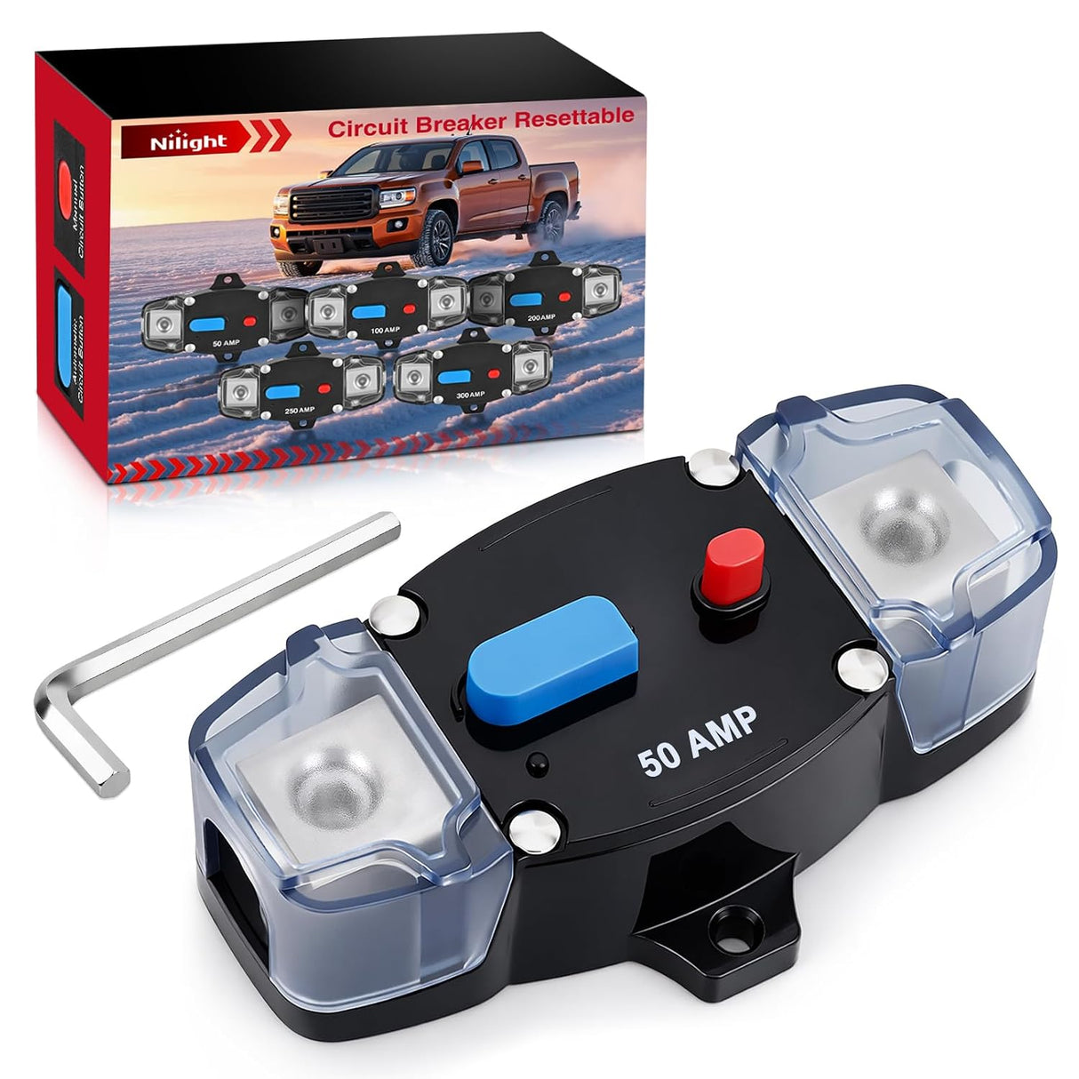 Circuit Breaker 50 Amp w/Manual Reset 12V-42V Overload Protection | Resettable Switch Trolling Motor Auto Car Stereo Audio Inline Fuse Block Holders Inverter for Automotive RV Marine Boat
