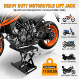 Motorcycle Lift Jack 1100 LBS Motorcycle Scissor Jack Stand Lift with Wide Deck Crank Handle 3.4 Inch-14.2 Inch Steel Scissor Hoist Garage Repair Lift Table Jacks for Motorcycles ATV Dirt Bike, Black