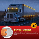 6.3 Inch Amber Rectangle Side Marker Light with High Low Strobe | 12 LED IP67 Waterproof Chrome Bezel 12V Surface Mount Marker & Clearance Light Fits Pickup Trucks Trailers RVs Boats,10 Pack