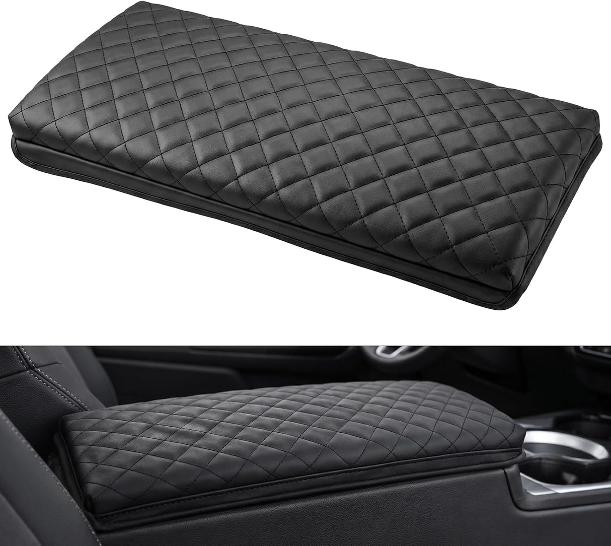 Center Console Cover Fit for Toyota Camry 2025 2026 LE SE XLE XSE | Premium Nappa Leather Armrest Cover for Toyota Car Accessories Waterproof Middle Arm Rest Cover Pad Armrest Box Cushion Black