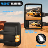 Towing Mirrors Turn Signal Puddle Lights Power Heated Adjustable Glass Manual Telescoping Folding Compatible With 2008-2016 Ford F250 F350 F450 F550 Super Duty