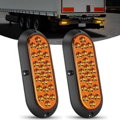 6 Inch Oval Amber 24Leds Trailer Tail Lights 2Pcs