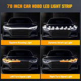 70-Inch LED Hood Strip, White Dynamic Startup DRL Sequential Amber Turn Signal, Waterproof for Cars, SUVs & Trucks