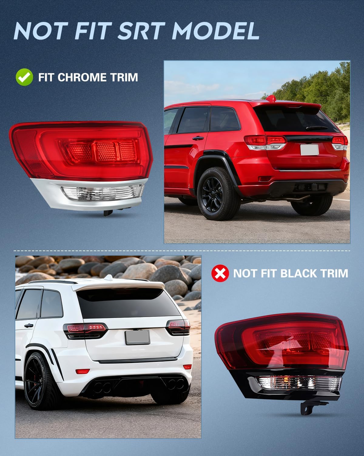 Taillight Assembly Compatible with 2014 2015 2016 2017 2018 2019 2020 Jeep Grand Cherokee Laredo/Limited/Overland/Summit Tail Lights Outer Driver Side w/Bulbs