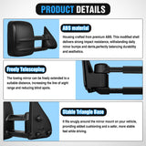Towing Mirrors Manual Adjusted Flat Convex Glass Telescoping Folding Compatible With 1999-2002 Chevy Silverado GMC Sierra 1500 2500 3500 Suburban Tahoe Avalanche Yukon