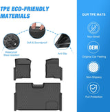 TPE Floor Mats for Ford F150 F-150 SuperCrew Crew Cab Bucket Seat 2010 2011 2012 2013 2014, All Weather Custom Fit Heavy Duty Floor Liners