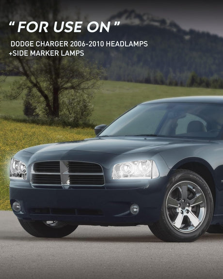 Headlight Assembly Compatible with 2006 2007 2008 2009 2010 Dodge Charger Chrome Housing Clear Reflector Lens Headlights Replacement Bumper Lamp Set Driver and Passenger Side
