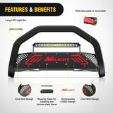Bull Bar with Light Bar&License Plate Hole Compatible with Toyota Tacoma 2005-2015 Truck Brush Guard, Front Bumper Push Bar w/Grille Skid Plate Light Mount