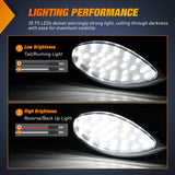 Trailer Tail Light 2PCS 5.9Inch Teardrop 35 LED White Chrome Bezel Marker Clearance Reverse Backup Running Taillight IP67 Waterproof for Trailer Truck Pickup Camper RV
