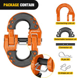 Safety Chain Connector Link, 1/2In Tow Hitch Hammerlock Coupling Link, 2 Pack Forged Steel Tow Chain Connector for Chain Link/Recovery Rope Link/Shackle, 12000 lbs Load Limit, Orange
