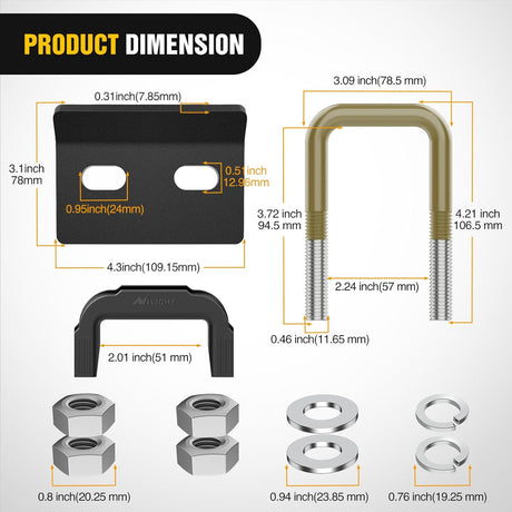 Trailer Hitch Tightener for 2 Inch Trailers Hitches Mount Anti Rattle Heavy Duty Steel with Rubber Cover Bronze U Bolt Matte Black Plate Electrophoresis Anti-Rust Triple Protective