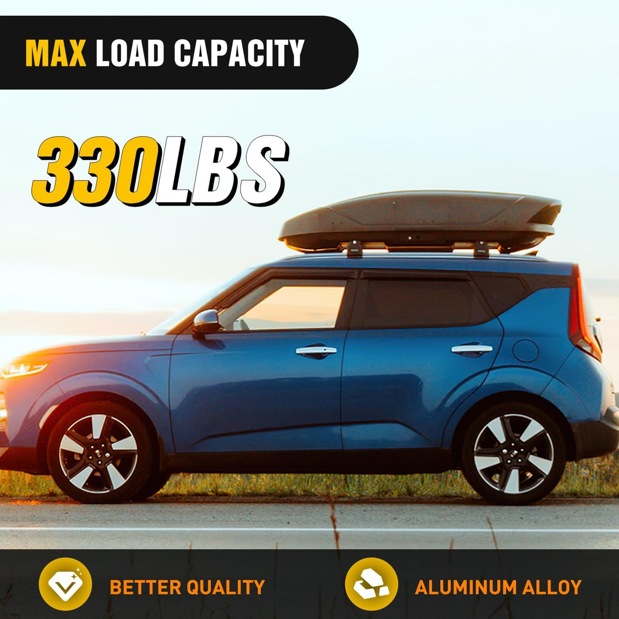 Roof Rack Cross Bars Compatible with Kia Soul 2020 2021 2022 with Factory Side Rails,220LBS Adjustable Aluminum Less Wind Noise Car Crossbars for Cargo Carrier Luggage Box Kayak Tent Snowboard