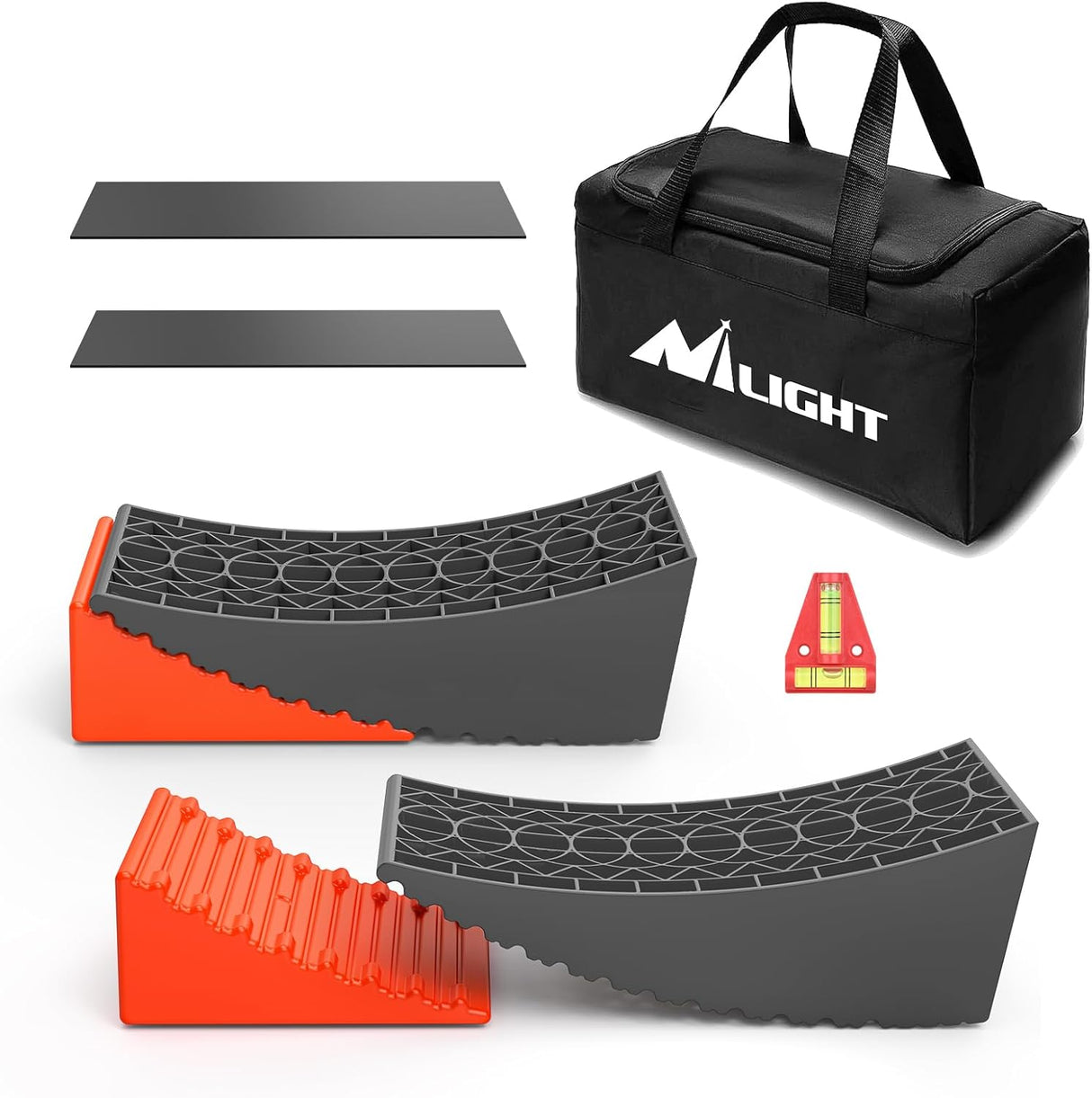 RV Leveler - 2 Pack Camper Leveling Blocks Ramp Support Dual Axles, Up to 35,000lbs, Fast RV Accessories Leveling System for Travel Trailer, Motorhome - Orange