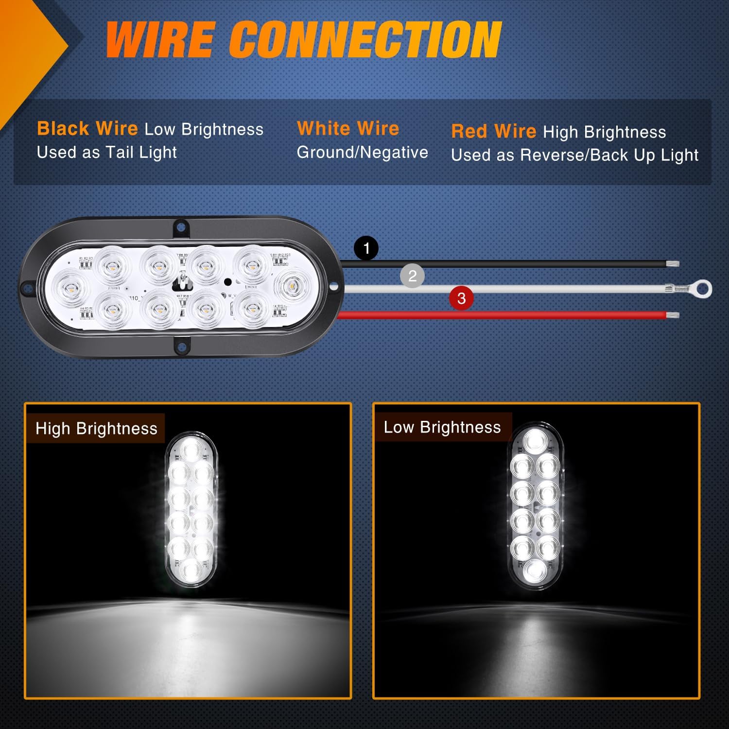 6" Oval White Upgrade LED Trailer Tail Lights (4PCS) Nilight