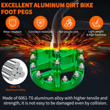 Motorcycle Foot Pegs Dirt Bike Footpegs Fit for Kawasaki KLX110 2002-2023 KLX110L 2010-2023 KX60 1998-2003 CNC Foot Pegs for Motorcycles Heavy Duty Aluminum Alloy Foot Rests, Green