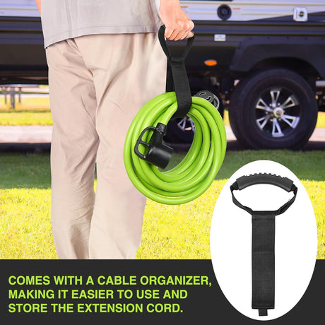 25FT 30 Amp RV Locking Extension Cord 125V Heavy Duty 10/3 Gauge Pure Copper STW Wire UL ETL Listed 3 Prong TT-30P L5-30R Weatherproof Suit for Camper Caravan Trailer Bright Green