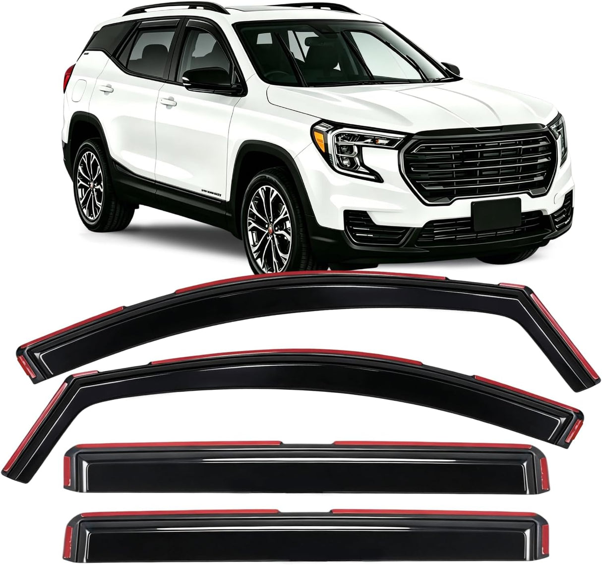 in-Channel Rain Guards for GMC Terrain 2018-2024, 4PCS | Window Deflectors Window Visors for Fresh Air Circulation, GMC Terrain 2018 2019 2020 2021 2022 2023 2024, Smoke Tinted