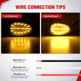 6 Inch Amber Teardrop Side Marker Light,18 LED Turn Signal | Clear Lens Chrome Bezel IP67 Waterproof Surface Mount 2 Pack Fits Freightliner Century Columbia & Coronado Trucks Trailers