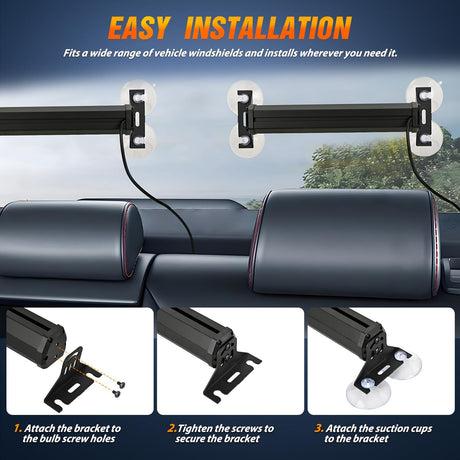 40LED Blue White Emergency Strobe Traffic Advisor Light Bar with Suction Cups Dash Safety Warning Hazard Flashing Lights Interior Front/Rear Windshield for Trucks Construction Vehicles