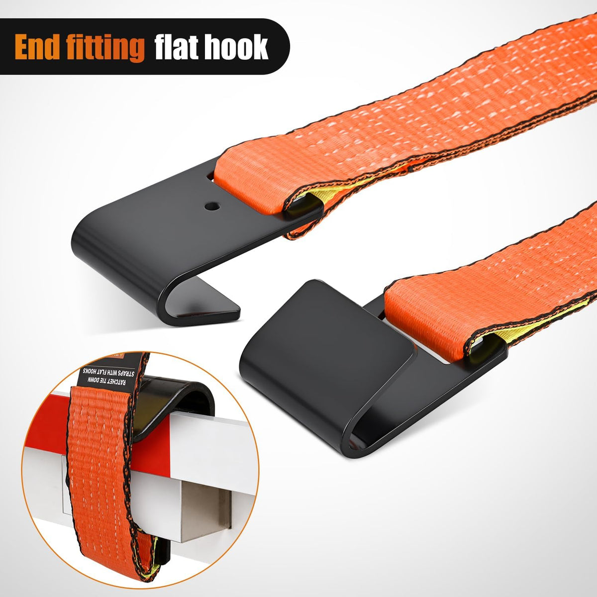 Flat Hook Ratchet Straps 4 Pack 2 in x 30 Ft Heavy Duty Tie Down Straps 10,000 Lbs Breaking Strength for Truck, Trailers Pickup Orange
