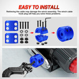 Winch Stopper for ATV UTV Truck SUV Winch Cable Hook Rubber Stopper 2 Pack Protect Towing Hook Synthetic Rope Winch Accessories Rope Line Saver with Stainless Steel Screws Allen Wrenc, Blue