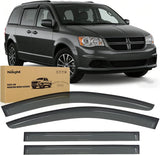 Window Visors for Dodge Grand Caravan 2008-2020 Outside Mount | For Chrysler Town & Country 2008-2016, VW Routan 2009-2012, Tape-On Rain Guards Vent Visors Smoke Tint, 4PCS