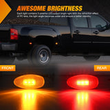 Fender Side Marker Lights 4 PCS 3 LED Red Amber Front Rear Clearance Light Compatible with 2001-2014 Chevy Silverado GMC Sierra 1500 2500HD 3500HD Dual Wheeler Trucks