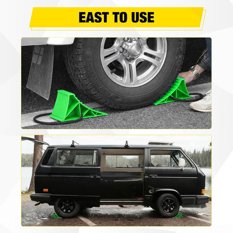 Wheel Chocks, Heavy Duty Wheel Stopper for Car, Truck, RV, Trailer, Caravan, Motorcycle, 8.7 Inch x 4.8 Inch x 4.2 Inch, 2-Pack(Green)