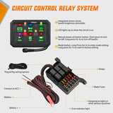 6 Gang Switch Panel Green Circuit Control Relay System with Fuse Wiring Harness Toggle Momentary Strobe Flash Modes Automatic Dimmable ON Off Pod 12V 24V for Car Truck Camper SUV