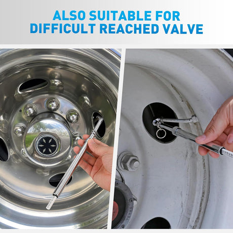 Dual Head Tire Pressure Gauge Heavy Duty Truck Air Chuck Range 10-150PSI 1-10Bar Tire Pressure Checker Straight-On Tire Air Gauge Extended Tube for Semi Truck, RV, Car, Motorcycle