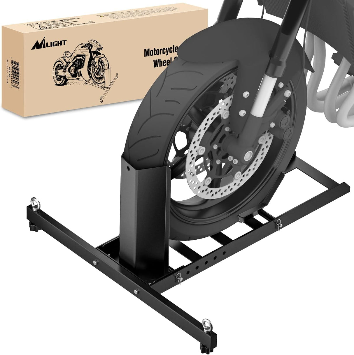 Adjustable Motorcycle Wheel Chock Stand Heavy Duty 1800lb Capacity Front Tire Stand Chocks for Trailer and Truck Fit for Most Motorcycles Tire Size 15 Inch-22 Inch Wheels