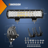 LED Light Bar 12 Inch 72W Spot Flood Combo Yellow Beam Off Road Lamp Fishing Hunting Emergency Deck Work Lighting for Trucks UTV Pick-up Van Boat Tractor