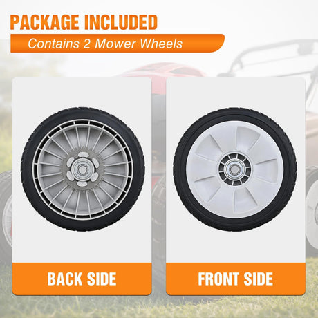 Lawn Mower Drive Wheels Replacement 8 Inch 42710-VE2-M02ZE Assembly, Honda Lawnmower Rear Wheels Compatible with HRB215 HRB216 HRB217 and More Similar for Self-Propelled Walk-Behind, 2-Pack