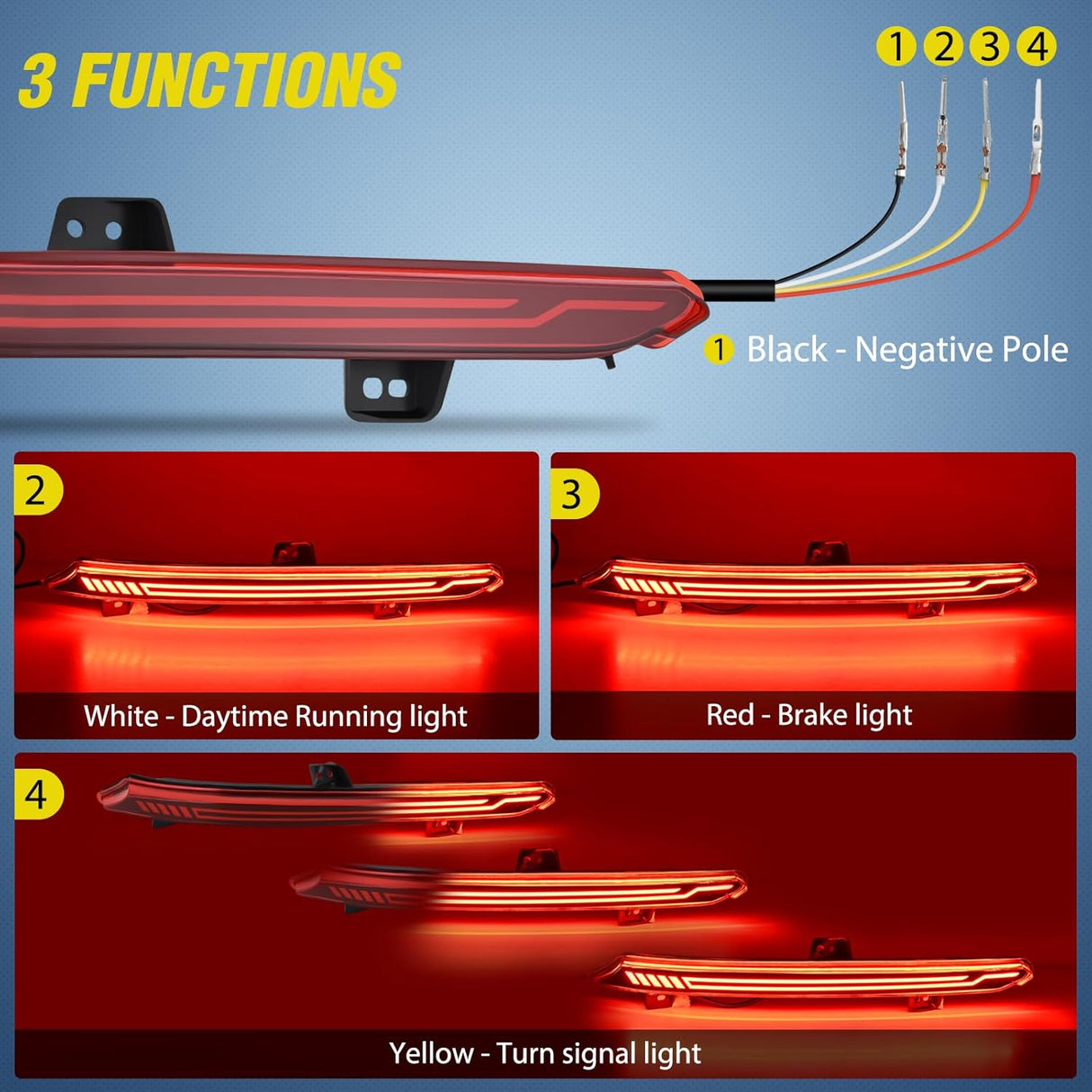 Rear Bumper Tail Light Compatible with 2018 2019 2020 2021 2022 Honda Accord 10th Red Lens LED Reflector Rear Bumper Lamps Brake Turn Signal Sequential Flashing Driving Taillights Replacement